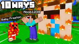 Top 10 Ways To PRANK Noob1234 With BABY PRESTON  Minecraft [upl. by Nillor]