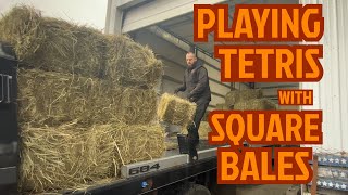 How To Stack Square Bales On A Flatbed Truck Properly [upl. by Llehsal]