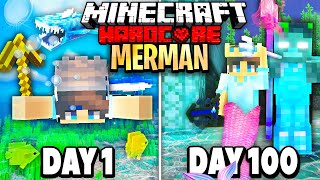 I Survived 100 Days of Hardcore Minecraft as a MERMAN in a MODDED Ocean World [upl. by Aprilette584]