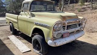 1959 Chevy Apache Fleetside 3200 4x4 Big Window SOLD 9513485794 SoCalApache [upl. by Hsirrap]