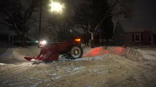 Winter 2022 Snow plowing sidewalks using Farmall 450 tractor on Nestor Street [upl. by Zetnahs]