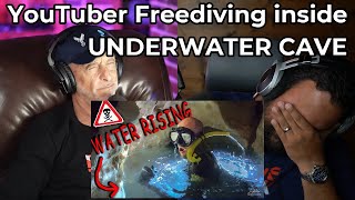 DIVERS REACT TO YouTuber Freediving Inside UNDERWATER CAVE [upl. by Horne]