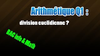 01arithmétique  division euclidienne PGCD PPCM [upl. by Ynohtona490]