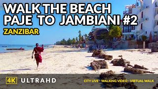 4K Walking the beach from Paje to Jambiani 2  Zanzibar 2021 [upl. by Anneyehc125]