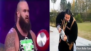 Khan Baba VS Braun Strowman  Khan Baba VS Braun Strowman Frypan Fold Challenge Who is Strong [upl. by Leslee]