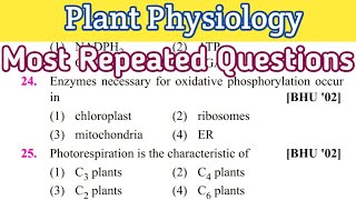 plant physiology  plant physiology mcq  biology most repeated questions 18 [upl. by Averat]