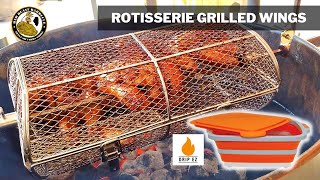 Rotisserie Grilled Wings  Drip EZ Prep Tub and Onlyfire Rotisserie Basket Review [upl. by Yraek]