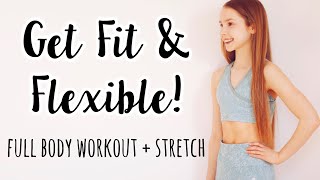 Workout and Stretch with me at home full body  no equipment [upl. by Acinelav]