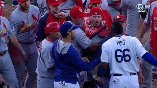 Puig plunked in 3rd benches clear [upl. by Ahsimrac]