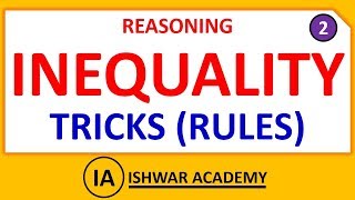 INEQUALITY TRICKSRULES in HINDI PART 22  REASONING ABILITY  SBI IBPS RBI SSC [upl. by Deloria]