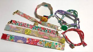 【DIY・作り方】布で作るブレスレットHow to make bracelet with fabrics リバティプリント・ビーズ・ボタンを使って作る簡単な方法ハンドメイドEASY WAY [upl. by Babara]