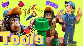 Best Toddler Preschool Learning Video KIKI🐒 learns tools names amp their uses 🛠 🧰 while having fun [upl. by Nylecyoj]