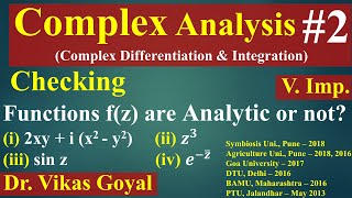 Complex Analysis 2 VImp  Checking Analytic Function  Verifying Cauchy Riemann Equations [upl. by Ayk23]