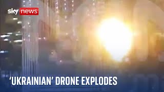 Ukraine War Moment Ukrainian drone hits building in Moscow [upl. by Gnaoh]