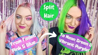 Split Purple amp Green Hair Dye Tutorial [upl. by Peednama110]