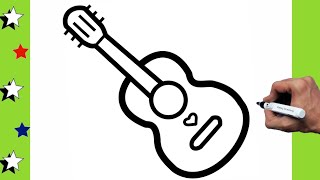 Guitar Drawing Easy  How To Draw a Guitar step by step [upl. by Gunnar]