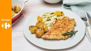 Kalkoenschnitzel met sinaas venkelsalade en geroosterde krieltjes [upl. by Gona382]