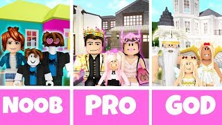 ROBLOX NOOB vs PRO vs GOD FAMILY HOUSE in BLOXBURG [upl. by Danyette]