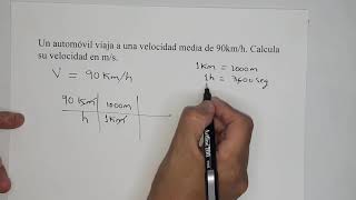 un automóvil viaja a una velocidad media de 90kmh Calcula su velocidad en ms [upl. by Michael276]