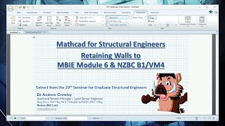 Mathcad for Structural Engineers Retaining Walls  MBIE Module 6 Example 2 [upl. by Emmuela]