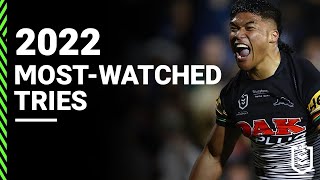 The NRLs mostwatched tries in season 2022  Season Highlights [upl. by Amalle]