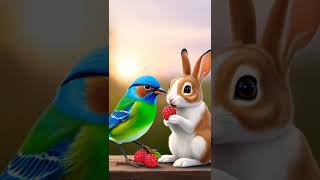 🐰Rabbit Saved The Cute 🐦 Bird shorts shortsfeed rabbit fox ai kitten cat [upl. by Martinsen]