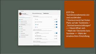 39 Windows 11  Die Taskleistenelemente ein und ausblenden [upl. by Isabella]