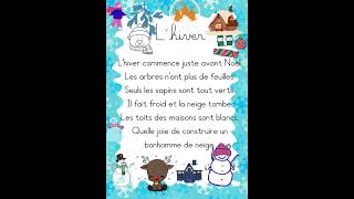 Lhiver commence juste avant noel poésie [upl. by Redan495]