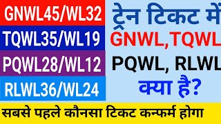 GNWL MEANS IN HINDI  TQWL TICKET CONFIRMATION CHANCES  PQWL KAYA HAI  RLWL CONFIRMATION CHANCES [upl. by Hermosa971]