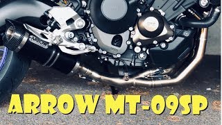 Yamaha MT09SP Arrow thunder exhaust sound [upl. by Yticilef]