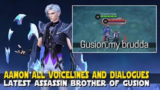 AAMON BROTHER OF GUSION ALL VOICELINESDIALOGUES  SPECIAL INTERACTION WITH GUSION  MOBILE LEGENDS [upl. by Bobina111]