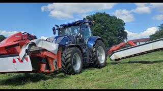 Fauche 2022  New Holland t7210 Blue Power et groupe de fauche KUHN 9m50 [upl. by Philpot559]