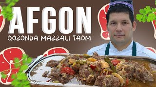 AFGON QOZONDA GOSHT PISHIRISH PARXEZBOP YUMSHOQ VA OSON USULI [upl. by Eibbor]