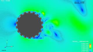 CFD simulation a rotating toothed wheel in a cross flow [upl. by Ginsberg910]