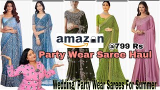 Latest Trendy Designer Party Wear Saree From Amazon  Amazon Saree Haul  Shilpi Srivastava [upl. by Puett]