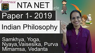 Indian Philosophy Samkhya Yoga Nyaya Vaisesika Purva Mimamsa Vedanta NET Paper 1 2019 [upl. by Adallard]