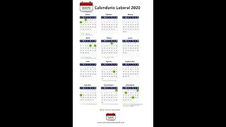 Calendario Laboral 2020  Días Festivos Nacionales para 2020 Todos los Puentes NO VAYAS A TRABAJAR [upl. by Aicinoid327]