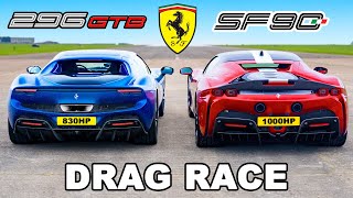 Ferrari 296 GTB v Ferrari SF90 DRAG RACE [upl. by Harihs531]