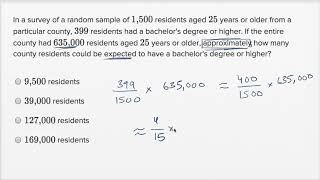 Data inferences — Basic example  Math  SAT  Khan Academy [upl. by Divan]