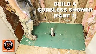 How to Build a Curbless Shower Part 1 VIM Shower Pan Install  by Home Repair Tutor [upl. by Fausta654]