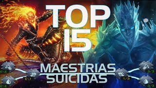 TOP 15 MEJORES PERSONAJES PARA USAR CON MAESTRIAS SUICIDAS  MCOC 2020 [upl. by Lain]