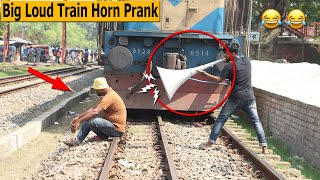 Big Loud Train Horn Prank on Public Part02  Best Train horn prank  funny [upl. by Suckow]