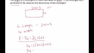 Example of Problem Solving Finding Dimensions of Rectangle Given Perimeter [upl. by Dagna]