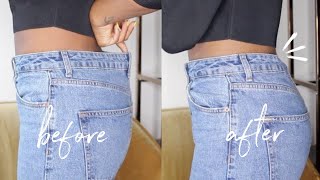 ✂️ DIY Downsize Waist of Jeans  No Gap in Back Elastic Method [upl. by Tiedeman]