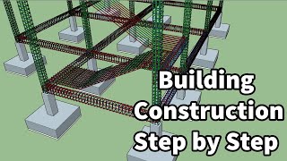 Building Construction Process  step by step  with Rebar placement [upl. by Spevek]