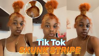 Tik Tok Skunk Stripe on Natural Hair Dyeing my hair Ginger and Blonde [upl. by Socher369]