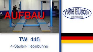 Aufbau der 4SäulenHebebühne TW 445 von TWIN BUSCH® [upl. by Elumas]