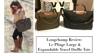 Longchamp Review Le Pliage Large Shoulder amp Le Pliage Expandable Travel Duffle Tote [upl. by Stutzman]