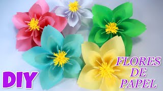 Diy Flores de papel fáciles sencillas y rápidas tutorial paso a paso origami como hacer una flor [upl. by Llehcear195]