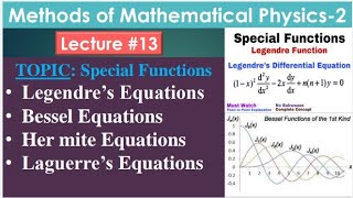 Special Functions  Legendres Equation  Bessel Function  Hermite Equation  Laguerres Equation [upl. by Halian21]